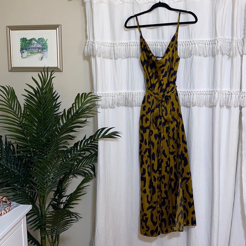 Leopard print wrap tie Jumpsuit